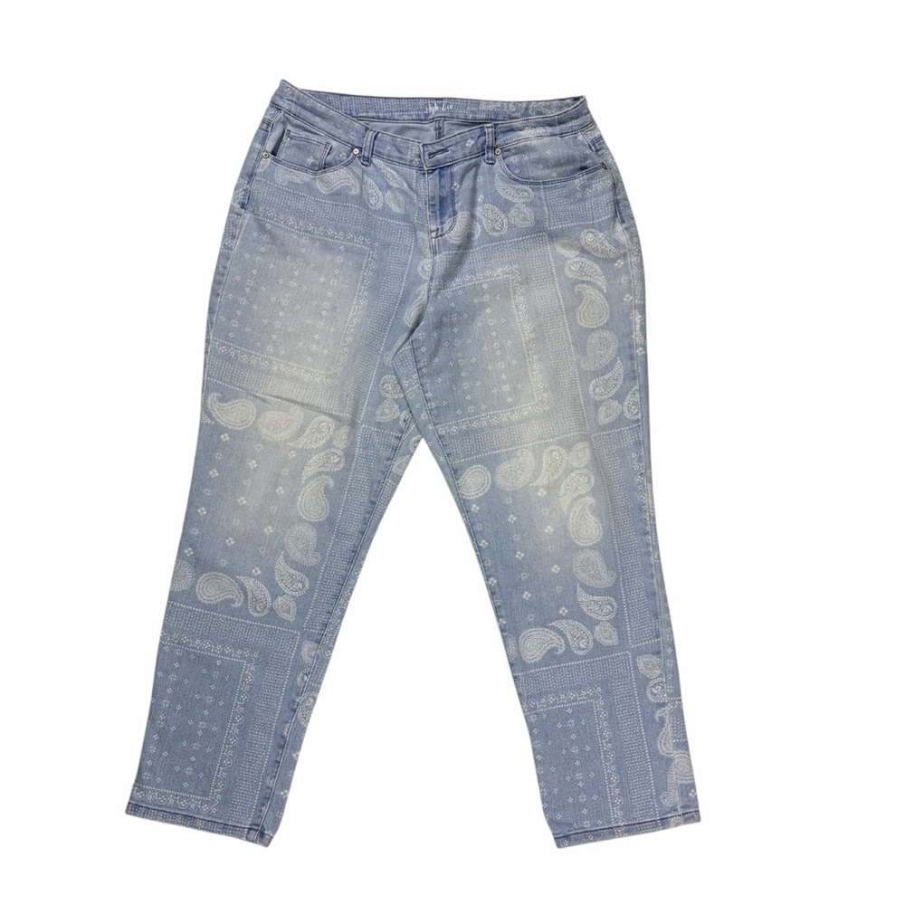 Style & Co. Light Blue Paisley-Print Boyfriend Jeans
